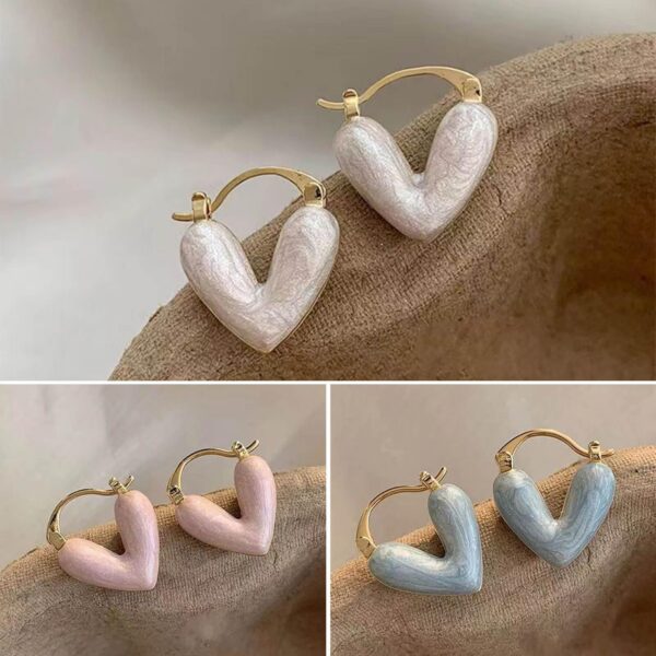 Fashion Jewelry Heart Pendant Drop Earrings For Women Summer Trinket Luxury Jewelry Vacation Accessories Enamel Earring - Image 2